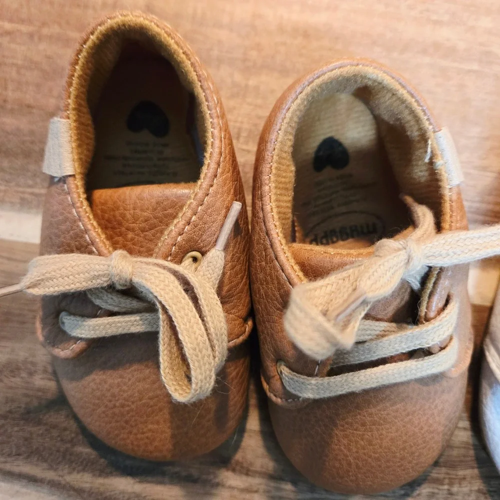 Lot of 3 Lightweight Lace Up Baby Sneakers 6-12 Months Soft Sole Faux Leather